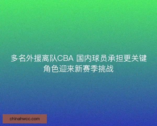 多名外援离队CBA 国内球员承担更关键角色迎来新赛季挑战